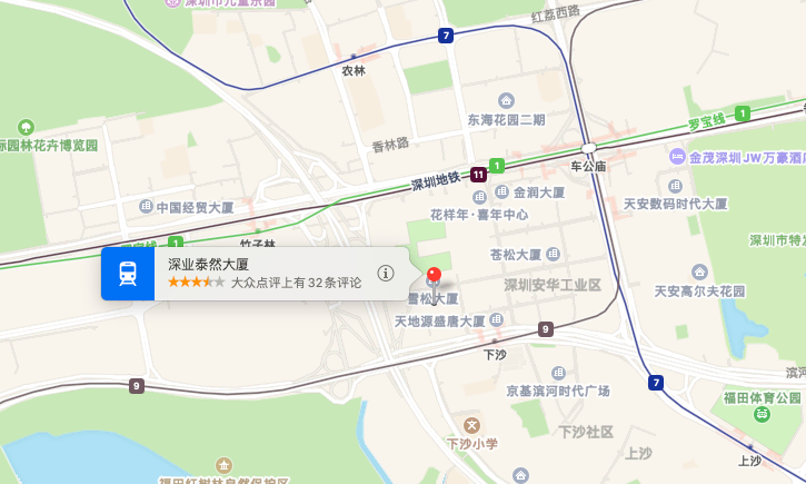 深业泰然大厦位置地图